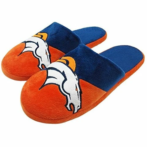FOCO NFL Denver Broncos Mens Slippers Pair Size 13/14 Slip On Hard Sole Cover
