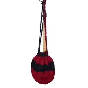 Rot & Schwarz gehäkelt Kordelzug Taschen Etui Handarbeit Handtasche Tragetasche gefüttert - Bild 1 von 3