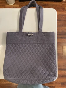 Vera Bradley Classic Gray Quilted Microfiber Shoulder Bag Double Strap Large Sz - Picture 1 of 9