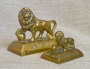 Antique 2x c1915 Waterloo Battle 100yr Ann Wellington Lion Paperweight Figurines - Picture 1 of 24