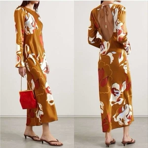 Reformation Midikleid Seide offener Rücken Blumen XS leicht 100% Seide - Bild 1 von 12