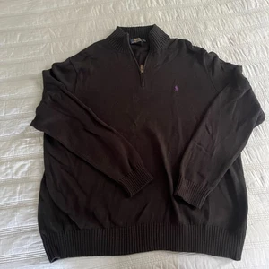 Polo Ralph Lauren Suéter Adulto 3XLT XXXLT Alto Negro 1/4 Cremallera Algodón Tejido - Imagen 1 de 9
