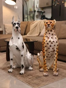 Grande alano cane leopardo grande gatto realistico animale da interno statuina decorazione hotel Regno Unito - Foto 1 di 13