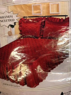 Juego de 2 fundas TexaStyle Vintage tamaño completo bordado esmeralda satinado Foto 1 de 4