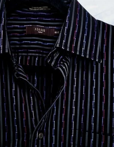 VTG Louis Feraud Paris Men's L Stripe Egyptian Cotton Button Dress Shirt 16.5 LS - Picture 1 of 14