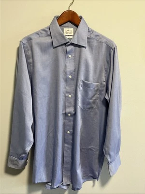 Eagles Shirtmakers Dress Shirt Solid Blue Sz 16 32/33 Regular Fit Non Iron - Image 1 of 4