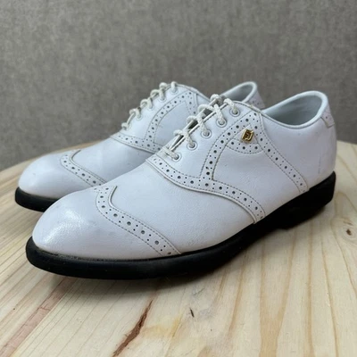 Zapatos de golf FootJoy DryJoys para mujer talla 8,5 M púas de metal punta de ala blanca Foto 1 de 4