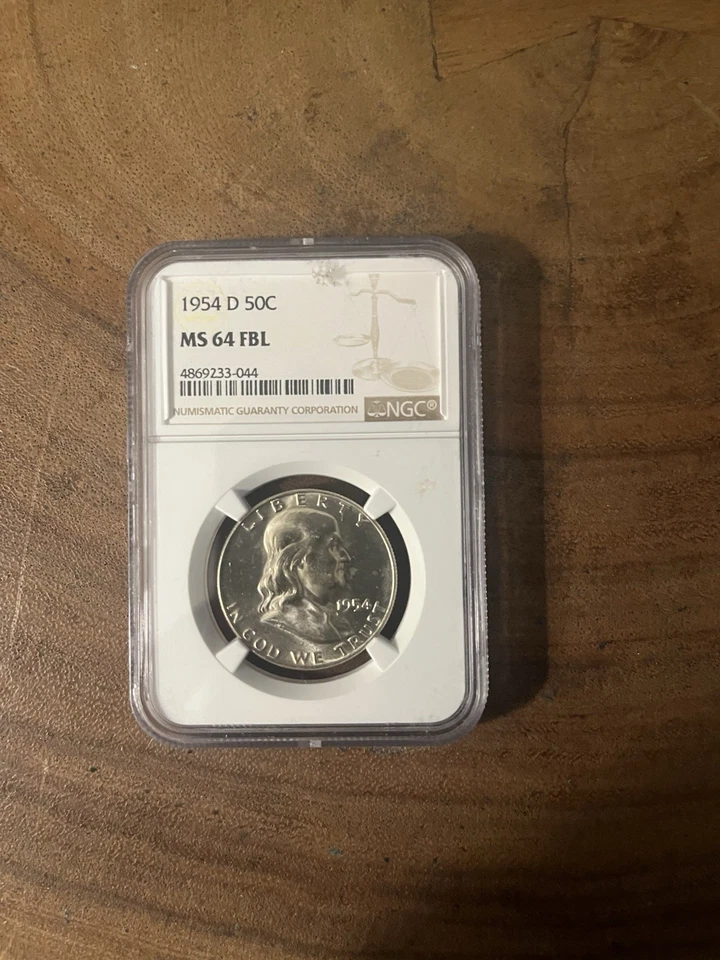 1954-D 50C FRANKLIN SILVER HALF DOLLAR NGC MS64 FBL #8137960-027 FULL BELL LINES - Image 1 of 2