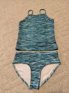 Old Navy Tankini Swimsuit Girls size 10-12 blue/green - Picture 1 of 4