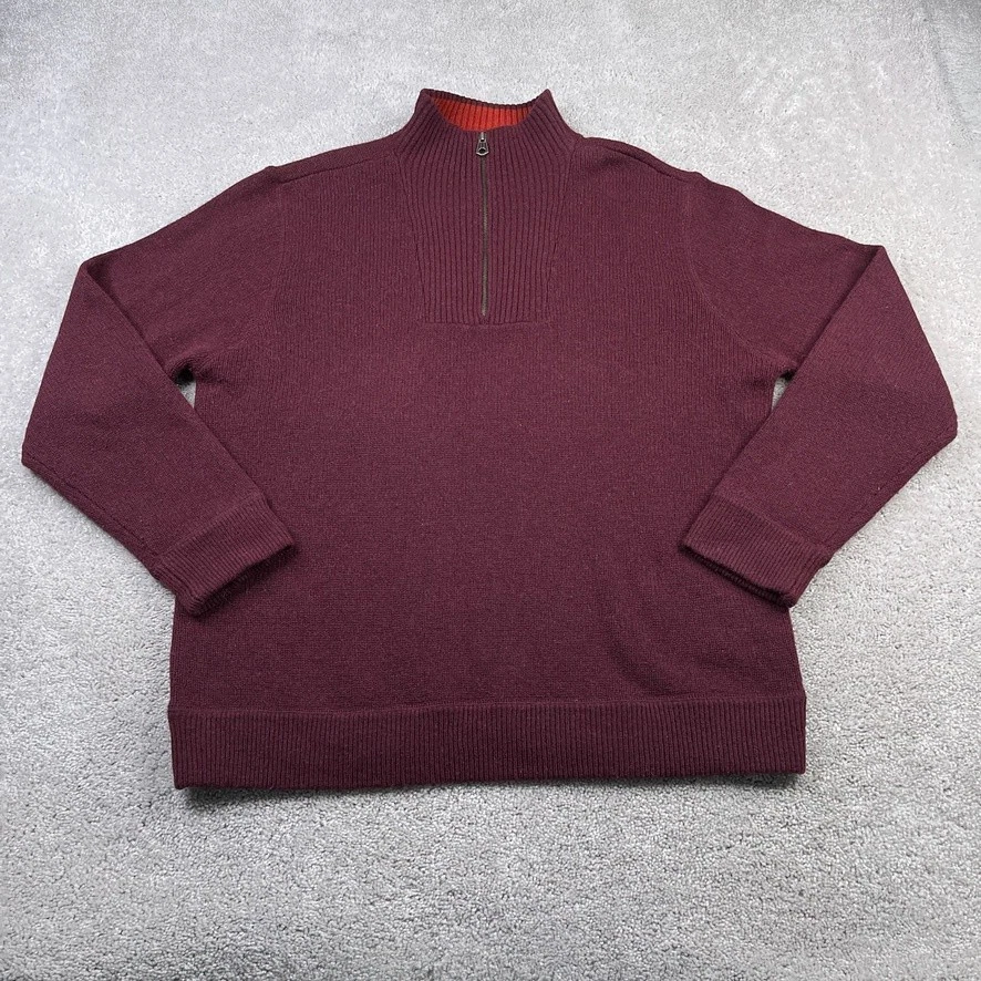 Vintage GAP Sweater Mens XL Red Maroon Lambswool Nylon Half Zip Pullover Y2K - Image 1 of 4