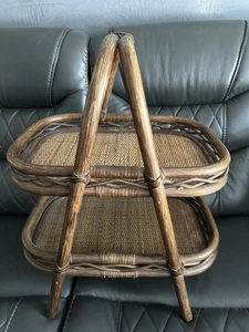 MCM Bamboo & Rattan Serving Tray Or Bar Cart - Picture 1 of 6
