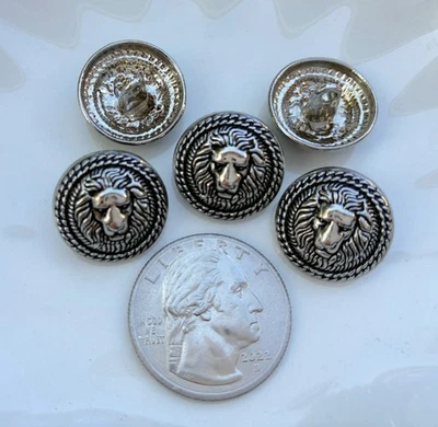 10PC Antiqued Silver Lion Round Metal Buttons Sewing Button with Shank 18mm - Image 1 of 2