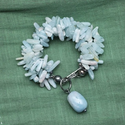 HSN Deb Guyot Designs Raw Aquamarine Sterling Silver 8" Bracelet - Image 1 of 4