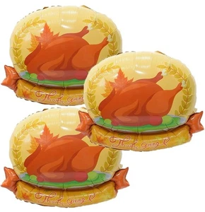 NEW 3Pcs Thanksgiving Turkey Foil Balloons Fall Harvest Dinner Party Supplies - Picture 1 of 4