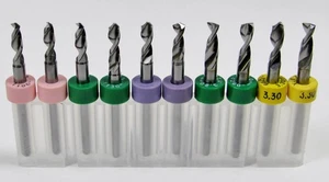 10 Piece Drill Set - .110 to .1299" - 2.80mm to 3.30mm - Carbide 1/8" Shanks R4 - Picture 1 of 1