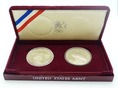 1983 S 1984 S PROOF Olympic Silver Dollar 2 Coin US Mint Commemorative Set - Image 1 of 4