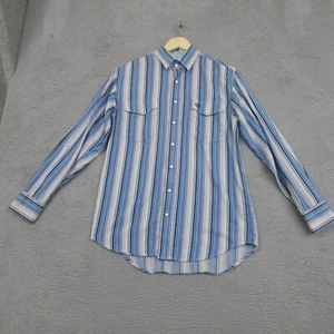 Panhandle Camicia Uomo S Blu Riga Perla Snap Polsino Infradito Cowboy Western Abbigliamento da Lavoro - Foto 1 di 21