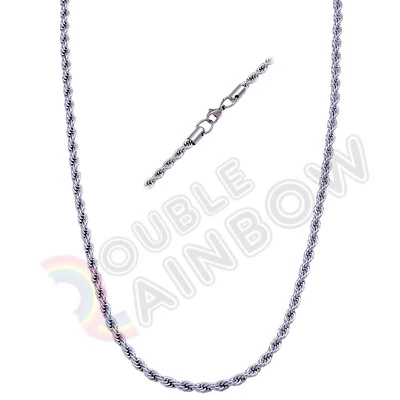 Cadena de collar de cuerda de 2 mm/3 mm/4 mm/5 mm chapado en oro/plata/negro de acero inoxidable para hombre Foto 1 de 3