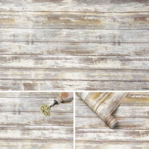Arthome Distressed Wood Paper 43.5x610cm Self-Adhesive Removable Wood Peel an... - Picture 1 of 17
