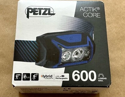 NEW PETZL ACTIK CORE 600 HEADLAMP COLOR BLUE FAST FREE SHIPPING - Image 1 of 4