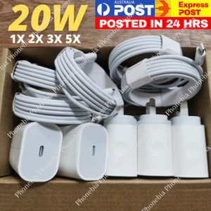 For iPhone 13 12 11 8 6 USB Type C Fast Power Adapter 20W PD Cable Lot AU Block - Picture 1 of 17