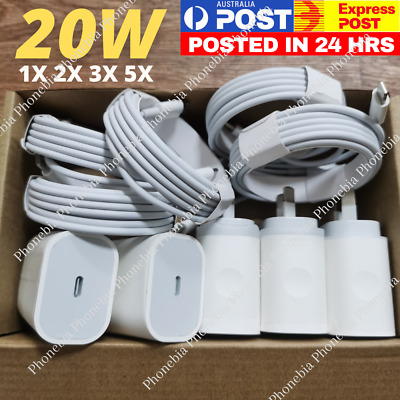 For IPhone 13 12 11 8 6 USB Type C Fast Power Adapter 20W PD Cable Lot AU Block • 404.25$