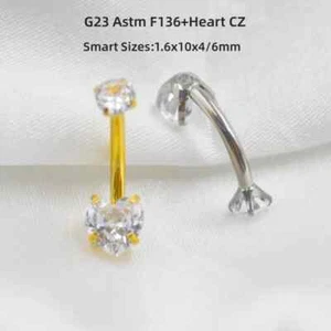 10 Stck. G23 Titan Herz CZ Smart Bauchnabel Körperpiercing 14Gx10x4/6 mm  - Bild 1 von 9