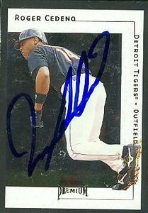 Roger Cedeno autographed Baseball Card (Detroit Tigers) 2001 Fleer Premium #193