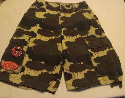 Vintage Y2K JNCO 85 Camo Baggy Cargo Shorts Marines Military Patches Size 28x13 - Image 1 of 4