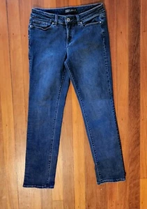 JEANSWEST DARK BLUE SLIM STRAIGHT STRETCH DENIM JEANS SHORT LEG PETITE SZ 9 - Picture 1 of 2
