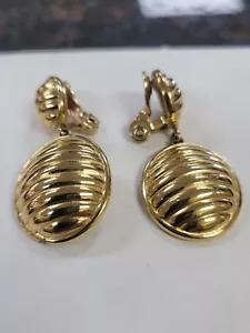 MODESCHMUCK GOLDFARBEN OVAL OHRHÄNGER CLIP ON OHRRINGE - Bild 1 von 2