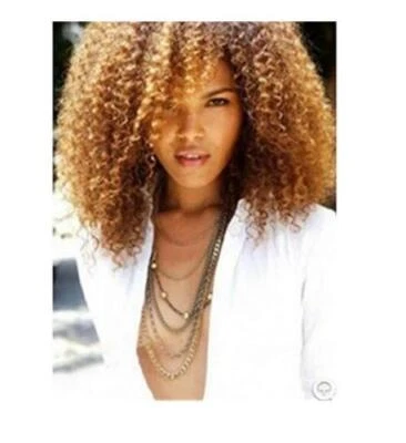 Afro Curly Brown Synthetic Wig with Bangs Natural Looking African American Wigs - Image 1 of 4