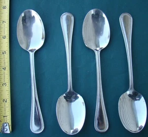Wallace CONTINENTAL BEAD 4 Oval Soup Spoons 18/10 Stainless Flatware 7 1/2" - Picture 1 of 2