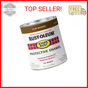 Rust-Oleum 239083 Stops Rust Brush On Paint, 1 Quarts (Pack of 1), Flat Brown, 3 - Picture 1 of 2