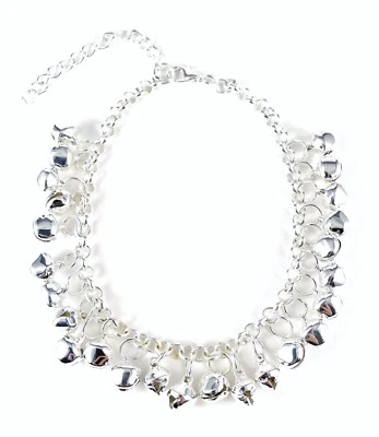 Pulsera tobillera ajustable jingle bells plata bailarina del vientre 8-10." largo Foto 1 de 4