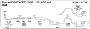 MARMITTA POSTERIORE PER FORD Mondeo 2.0i 16V/S.W. 1988 cc 131 cv/96 kw Cat 05/98 - Imagen 1 de 1