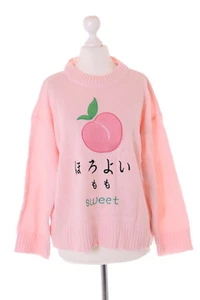 TS-317 Rosa Pfirsich Japan Schriftzeichen Stickerei Strick Pullover Pastel  - Bild 1 von 9