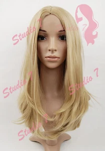 W243 Peluca Completa Rubia Miel Ligeramente Ondulada en Capas Estudio Sintético7-Reino Unido - Imagen 1 de 6