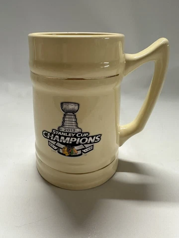 NHL CHICAGO BLACKHAWKS 2013 STANLEY CUP CHAMPIONS SCHEDULE MUG STEIN  CUP NICE ! Cover