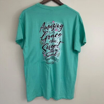NEW Cherished Girl T-Shirt Womens Large Amazing Grace Cotton Graphic Christian - Image 1 of 4