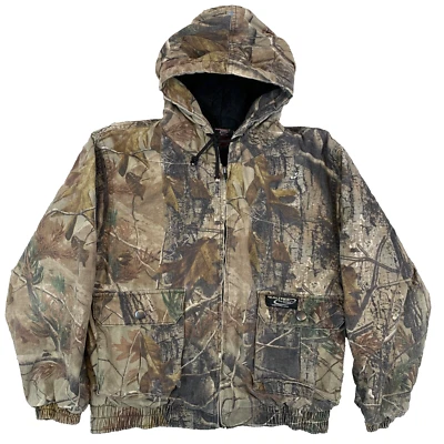 Realtree Camouflage Green Hooded Hunting Jacket Youth Size Large L - Image 1 of 4