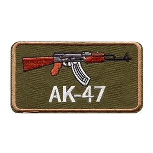 AK-47 Gun Embroidered Iron-On Patch – Military Style Rifle Badge - Picture 1 of 2