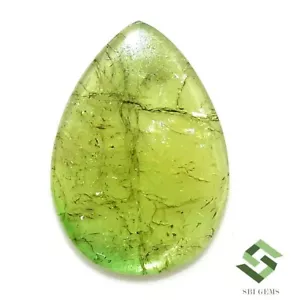 Natürliches Grün Turmalin Birne Cabochon 16x11 MM 3.49 Cts Unbehandelt Lose Gems - Picture 1 of 4