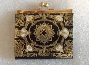 Vintage Gold & Brown Leather Coin Change Purse Made in Italy  - Picture 1 of 7