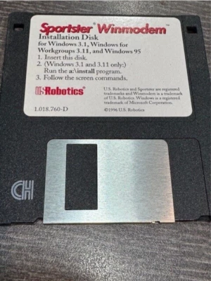 Disquete de instalación US Robotics Sportster Winmodem 1996 para Windows Foto 1 de 2