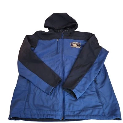 Port Authority USW Union Jacket 2XL Blue Black Hooded Fleece Polyester USA unity - Image 1 of 4