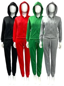 Women's Ladies Top and Bottom Set Hoodie Long Sleeve Zip Up Tracksuit 40-05 - Picture 1 of 32