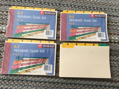 4-Vintage Smead  Alphabet Guide Set Indexed A-Z 8" x 5" No 637 USA Made NEW - Image 1 of 3