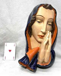 WALL MASK MASQUE MURAL VIERGE GOLDSCHEIDER ITALIE LENCI VERGINE MADONNA ART DECO - Bild 1 von 5