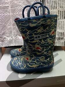 toddler L.L. bean rain boots blue shark design. size 10